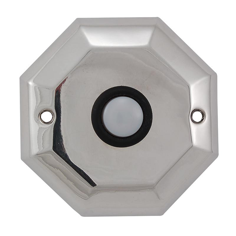 Archimedes Push Button Doorbell, Polished Silver