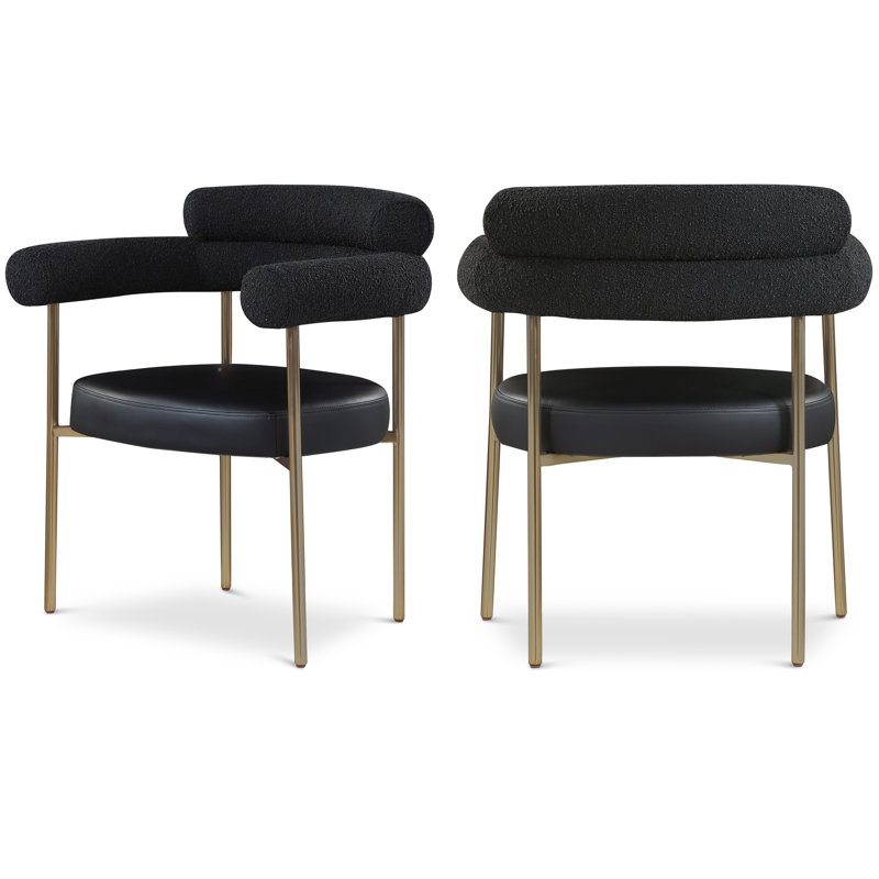 Fauteuil Blake Izak crème, Tissu bouclé noir
