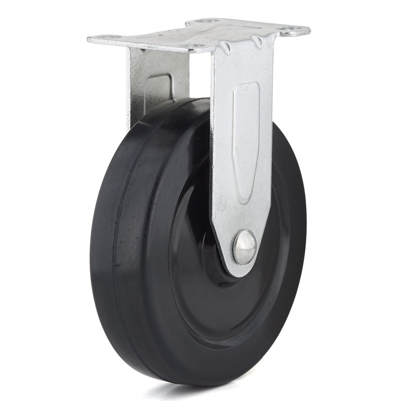Industrial General-Duty Rubber Caster, 6.16" H