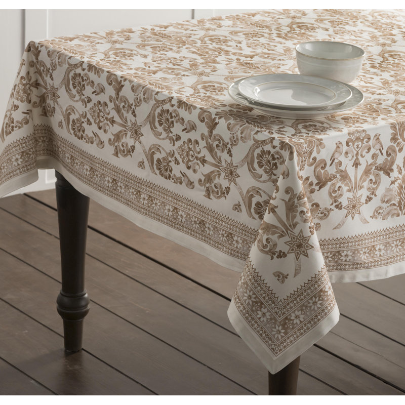 Allure Damask 100% Cotton Tablecloth, 108" L x 60" W