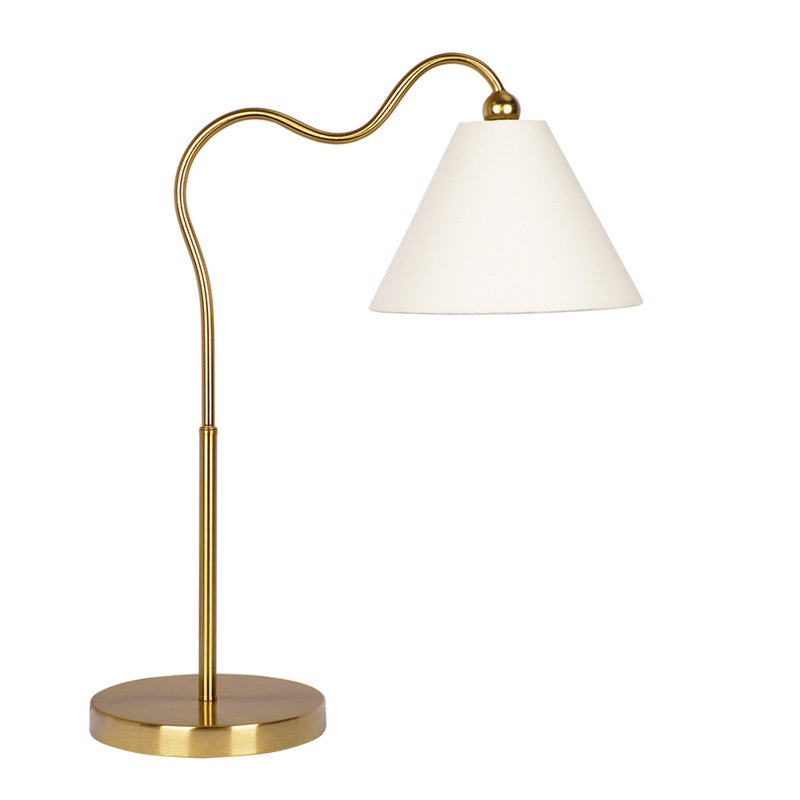 Bonnay Table Lamp with Gold Brass Curved Base