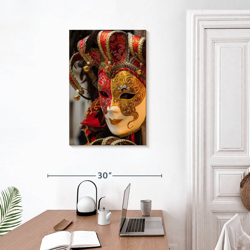 Masque Lelend Carnaval de Venise, H 30 po x l 20 po