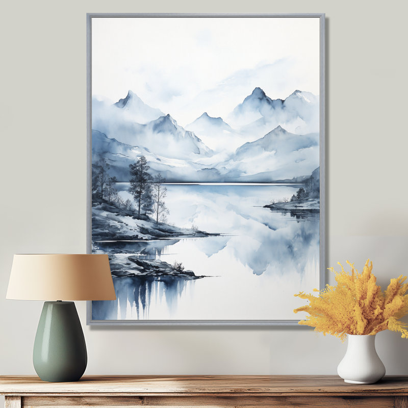Barrion, gris, bleu, minimalisme, forêt, réflexions I, impression sur toile, H 20 po x l 12 po x P 1 po