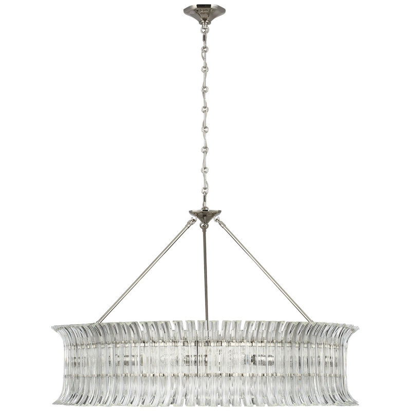 AERIN Rhine 36" Ring Chandelier with Crystal, Polished Nickel