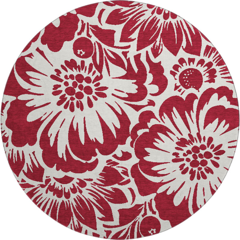 Tapis bourgogne de qualité supérieure Cerrito AMF551, Rond 8 pi