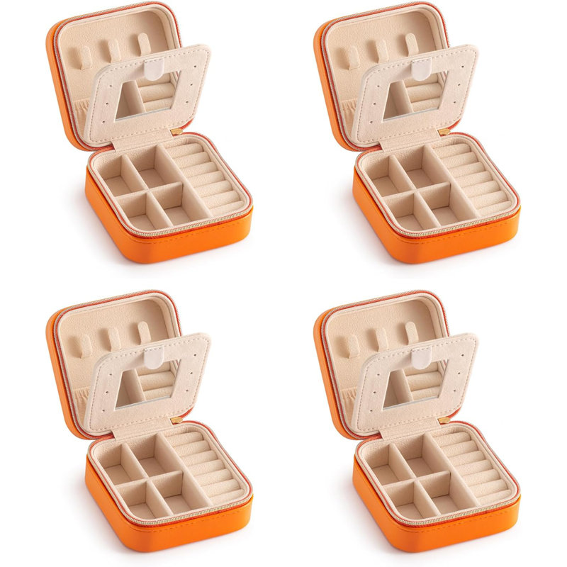 4-pack Mini Portable Jewelry Box Orange