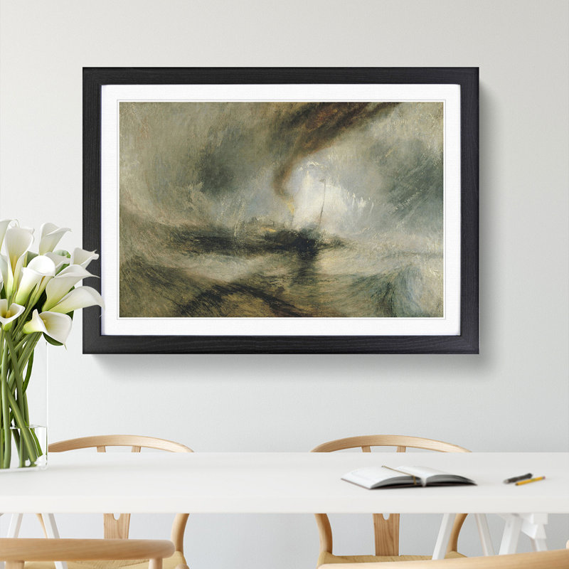 Snow Storm by Joseph Mallord William Turner - Picture Frame Painting, 36cm H x 48cm W x 2cm D, Black Framed