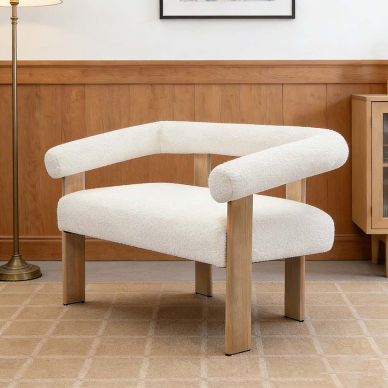 Causeuse ronde avec accoudoirs, Beige, naturel