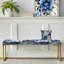 Banc floral rembourré or-135449362