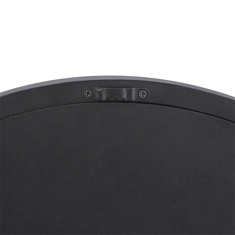 Braynt Solid Wood Round Wall Mirror, Black, 19.7" x 19.7"