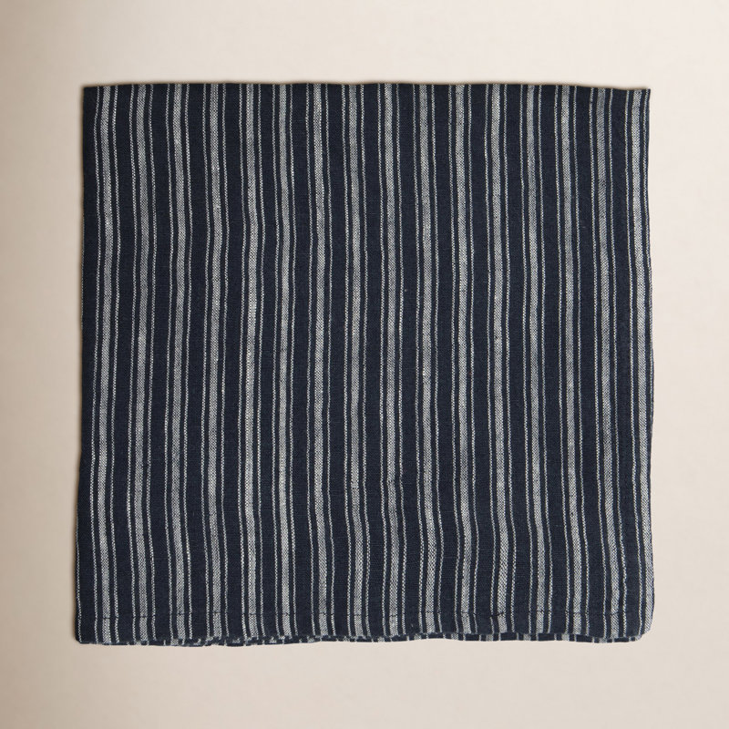 Bryars Linen Square Napkins, Indigo/Black