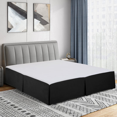 Jupe de lit en microfibre douce - ajustement facile avec une chute sur mesure de 14 po - qualité hôtelière, résistante au rétrécissement et à la décoloration - couvre-lit (noir)
