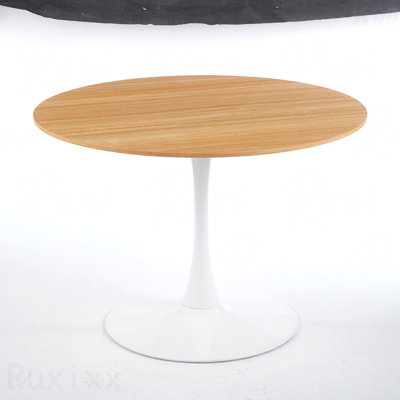 (Natural Wood Color)Round Table, Modern Dining Table, Dining Table, MDF Top And Steel Base Tulip Round Kitchen Table, Kitchen Table, Mid Century Coffee Table For Living Room 24 Inch, Oval Dining Table