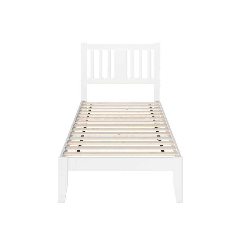 Zosia Solid Wood Slat Bed, Extra-Long Twin, White