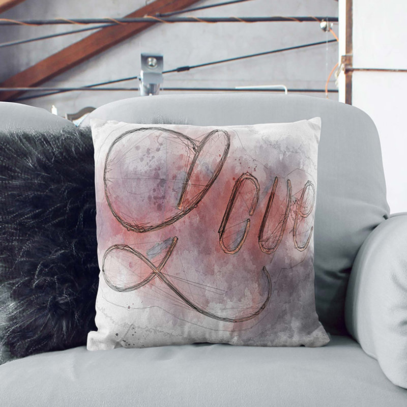 Love Sign Cushion with Filling, 55cm H x 55cm W x 20cm D, Black