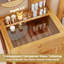 Table de maquillage compacte 23,5 po avec 2 tiroirs de rangement ouverts et plateau en verre