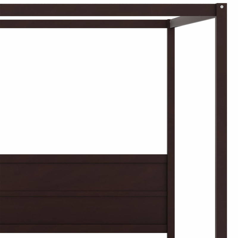 Lit plateforme à baldaquin avec tête et pied de lit, Espresso