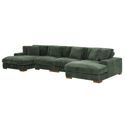 Brinsley 135"W Modern Corduroy Arm Modular Sectional Sofa