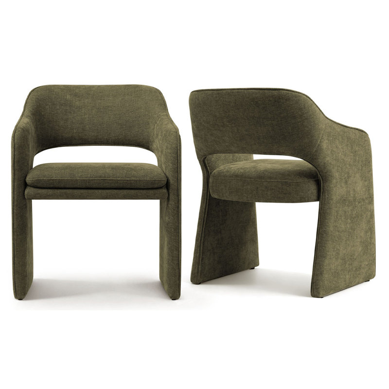 Fauteuil d'appoint rembourré en tissu, Vert olive