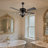 52'' Black Crystal Branch Ceiling Fan With Light And Remote, Reversible Blades