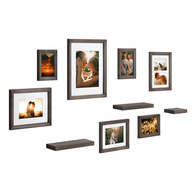 Helf Wood Beveled Picture Frame - Set of 10 with Mat