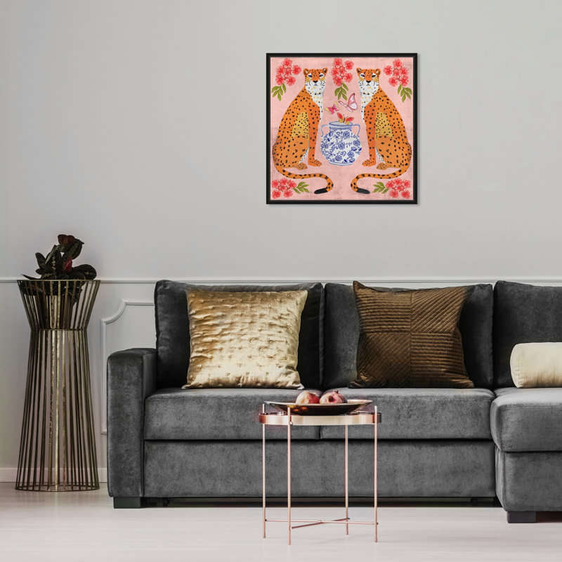 Great Mother Cheetahs " Great Mother Cheetahs " by Oliver Gal, Floater Framed Canvas, 41" H x 41" W, Black