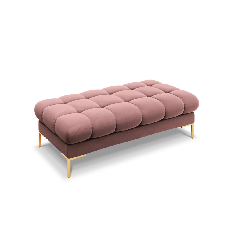 Asbell Polyester Upholstered Bench, Pink, Gold