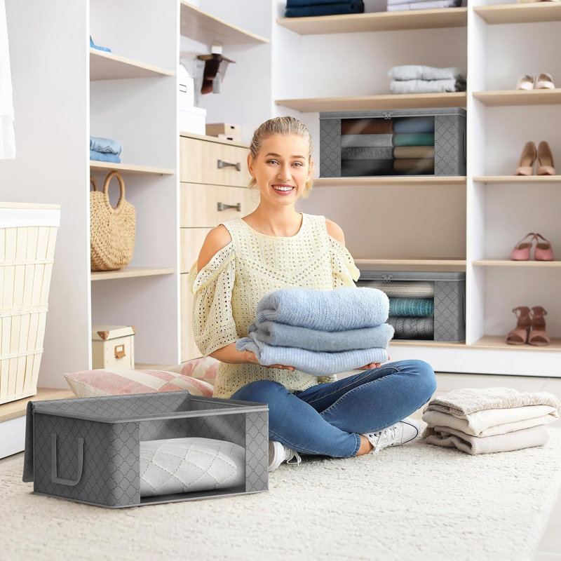 Sorbus Foldable Storage Fabric Cube Bin Bag Organizers, 1-Piece, Grey