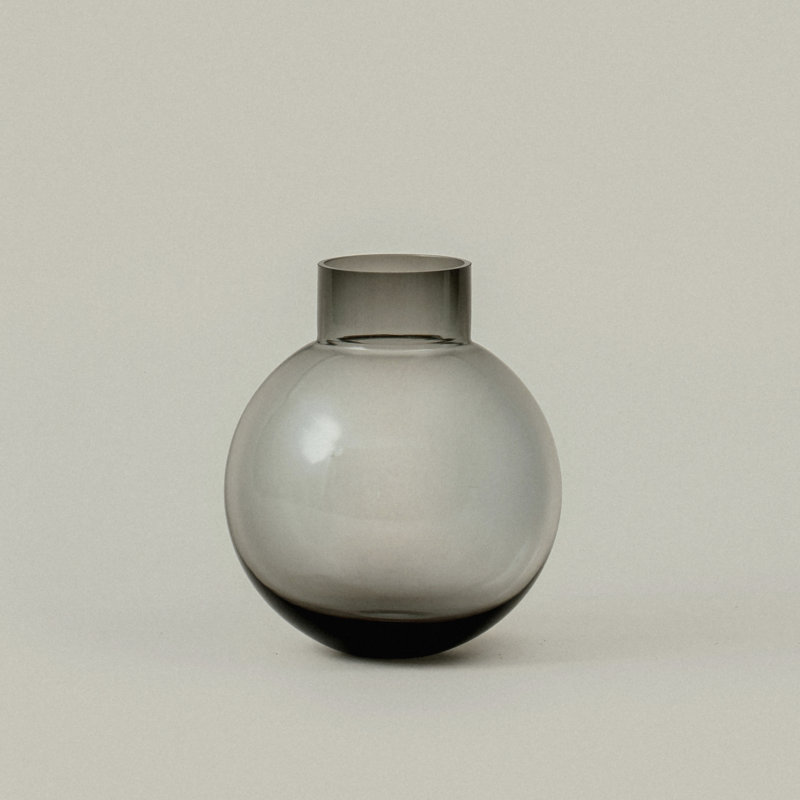 Vase boule en verre - gris fumée, Gris