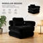 Canapé-lit de sol pliable noir sans cadre avec accoudoirs et coussins, sofa-lit pour salon