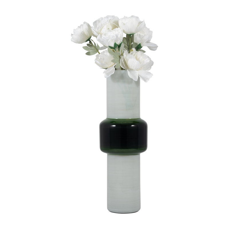 Modern Glass Vase with Sculptural Silhouette and Contemporary Cylindrical Design for Stylish Shelf or Tabletop Decor Display in Handcrafted Artisan Glass Form
