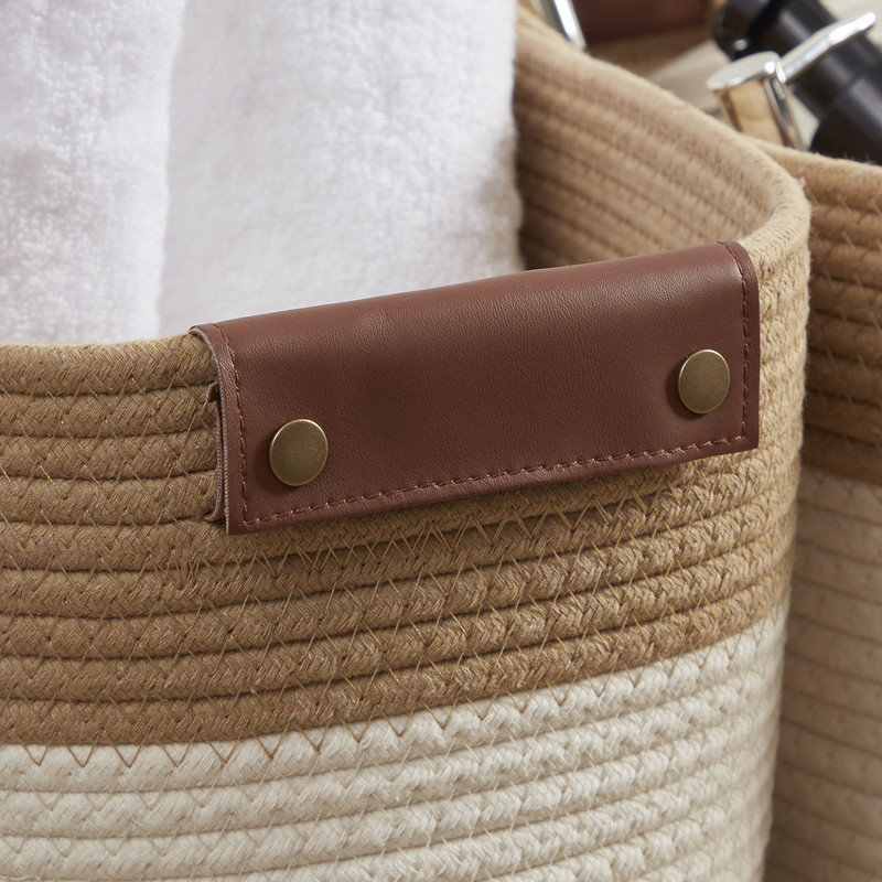 Ensemble de bacs en tissu, Brun / blanc