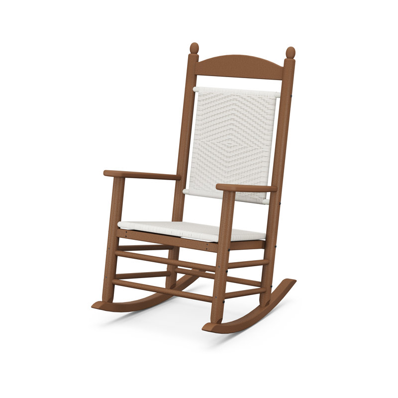 Chaise berçante POLYWOOD, Teck / tissage blanc
