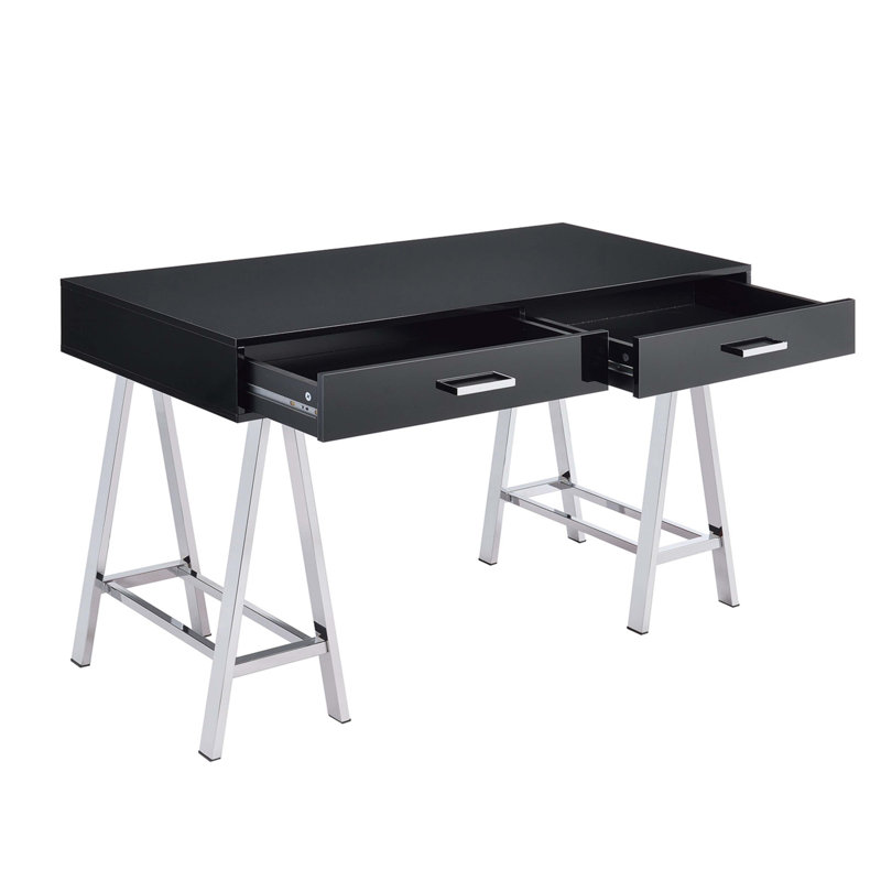 Bureau d'écriture 2 tiroirs avec base en métal