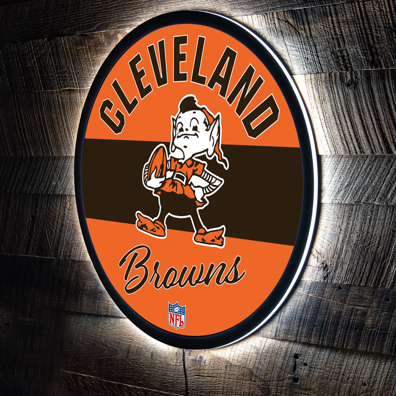 NFL Vintage LED 23" Round Lighted Wall Sign, NFL Cleveland Browns