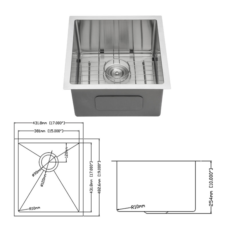 Durable Stainless Steel Sleek Modern Undermount Sink For Kitchen And Bar Use