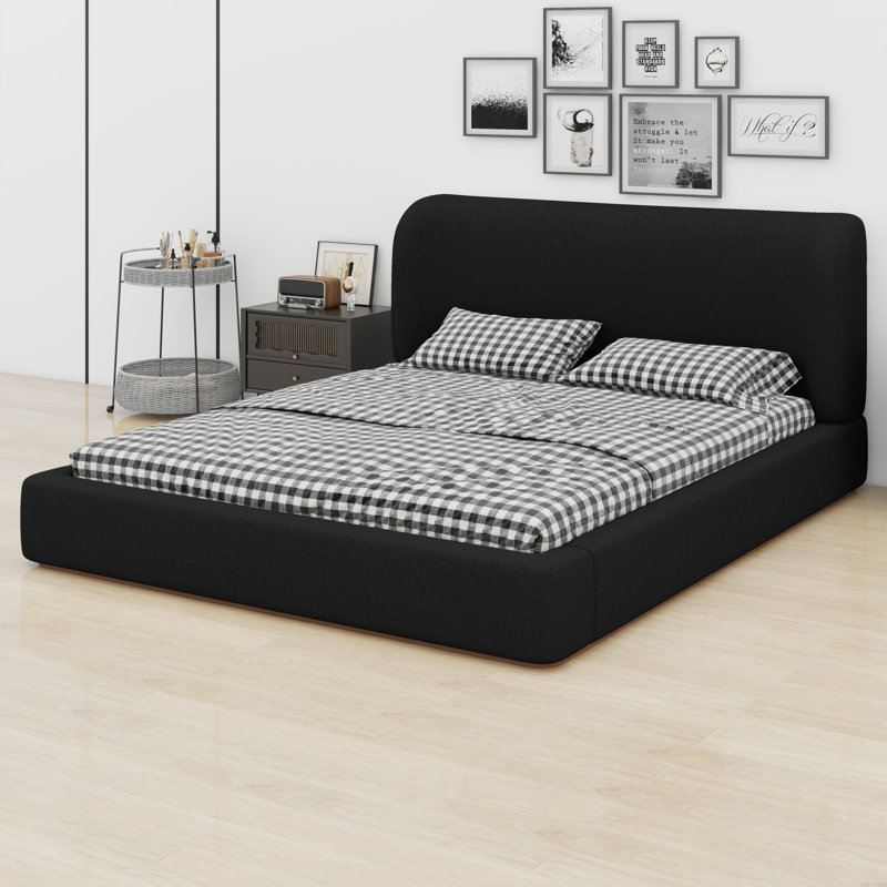 Lit plateforme tapissier Modern, Noir, Grand lit