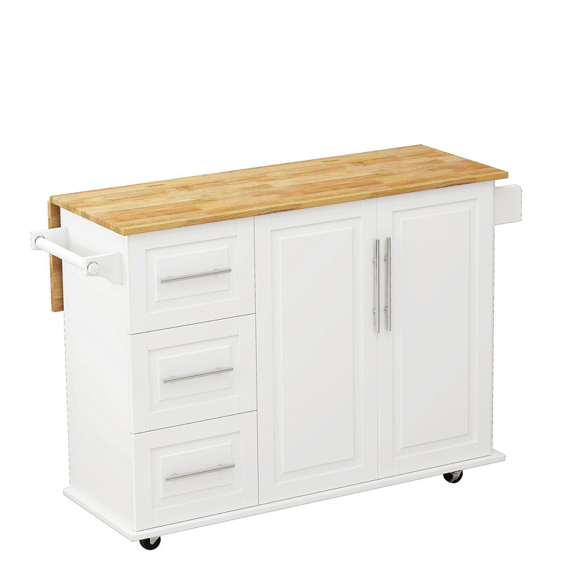 A large capacity kitchen island cart with an expandable top