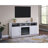 Ambrose 70"W White Walnut Finish Fireplace Console TV Stand With Heater, LED Light, Cabinets, Shelves