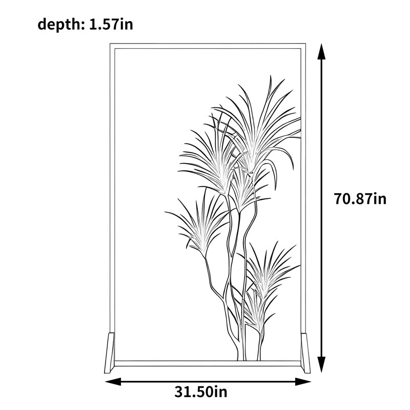 Shadowlight Botanical Screen, 70.87" H x 31.5" W x 1.57" D
