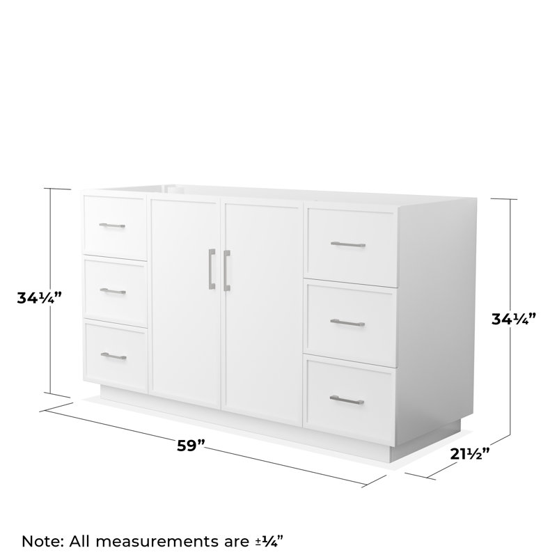 Base de meuble-lavabo simple autoportante 59 po Elan TK, Nickel brossé, Blanc