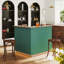 L-Shaped Home Bar With LED Light, 3 Tier Liquor Bar Unit with Refrigerator Storage Space-1674442196