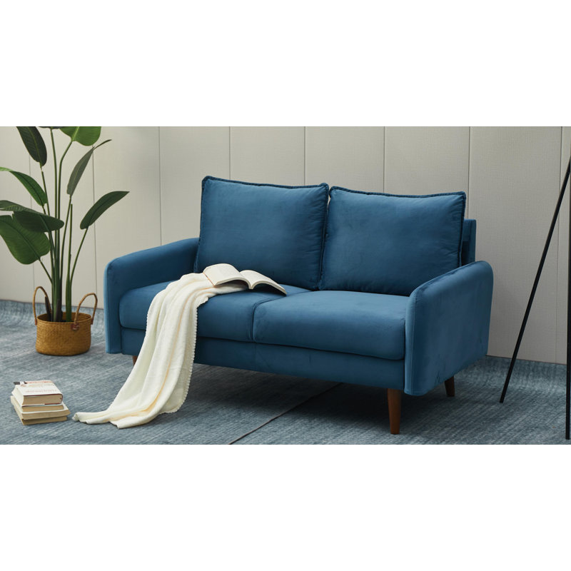 Morrone 57.8'' Velvet Loveseat, Prussian Blue Velvet