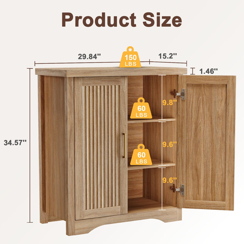 Buffet cannelé avec rangement d'appoint