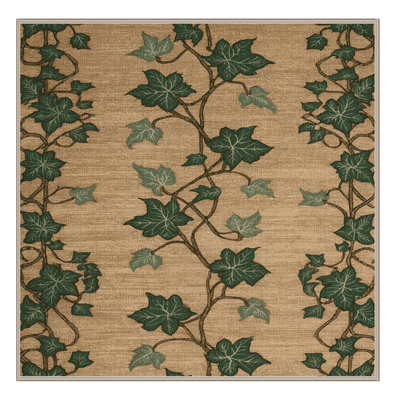 Tapis botanique beige lavable à la machine