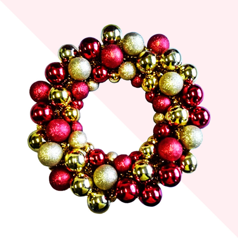 Couronne lumineuse en plastique 17 po, Doré / rouge