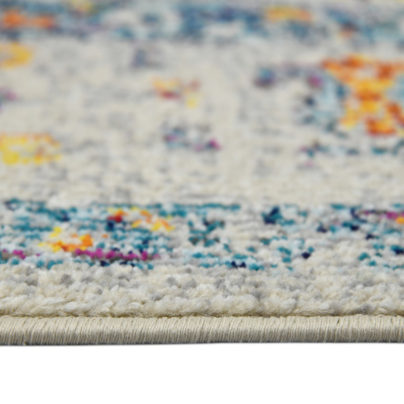 Uptown Bohemian Ivory & Yellow 8'10"x11'10" Synthetic Area Rug
