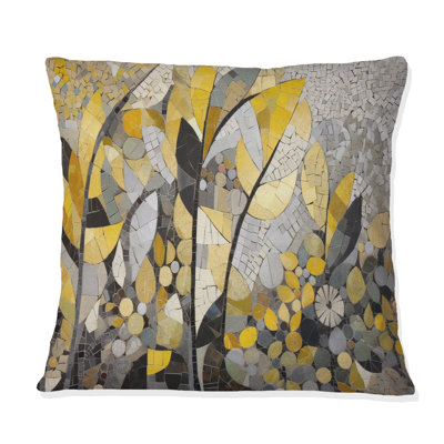 Yellow And Grey Patterns In Artistic Fusion - Boho Mosaic Printed Pillow