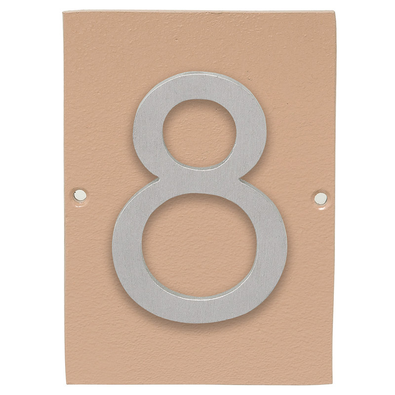 Plaque d’adresse murale sur 1 ligne flottante, Aluminium brossé, Taupe, Oui