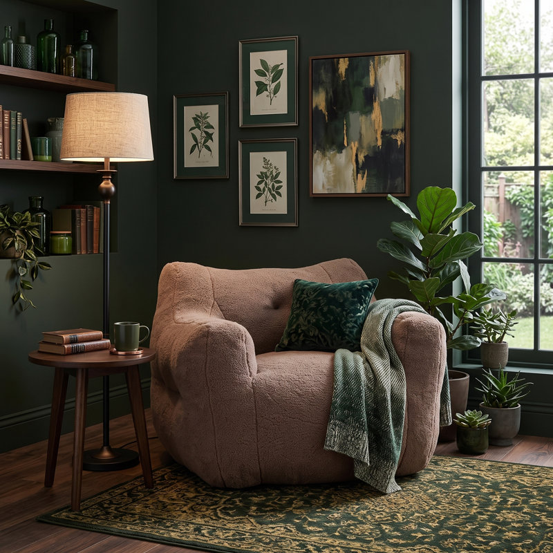 Fauteuil à billes avec accoudoirs rembourrés de mousse à haute densité et paresseux Fauteuil à billes pour adultes, Brown